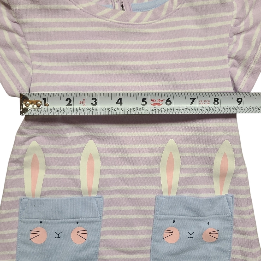 Cat & Jack Baby Girl Bunny Easter Dress 12M | Purple Striped Flutter Sleeve - Picture 8 of 9
